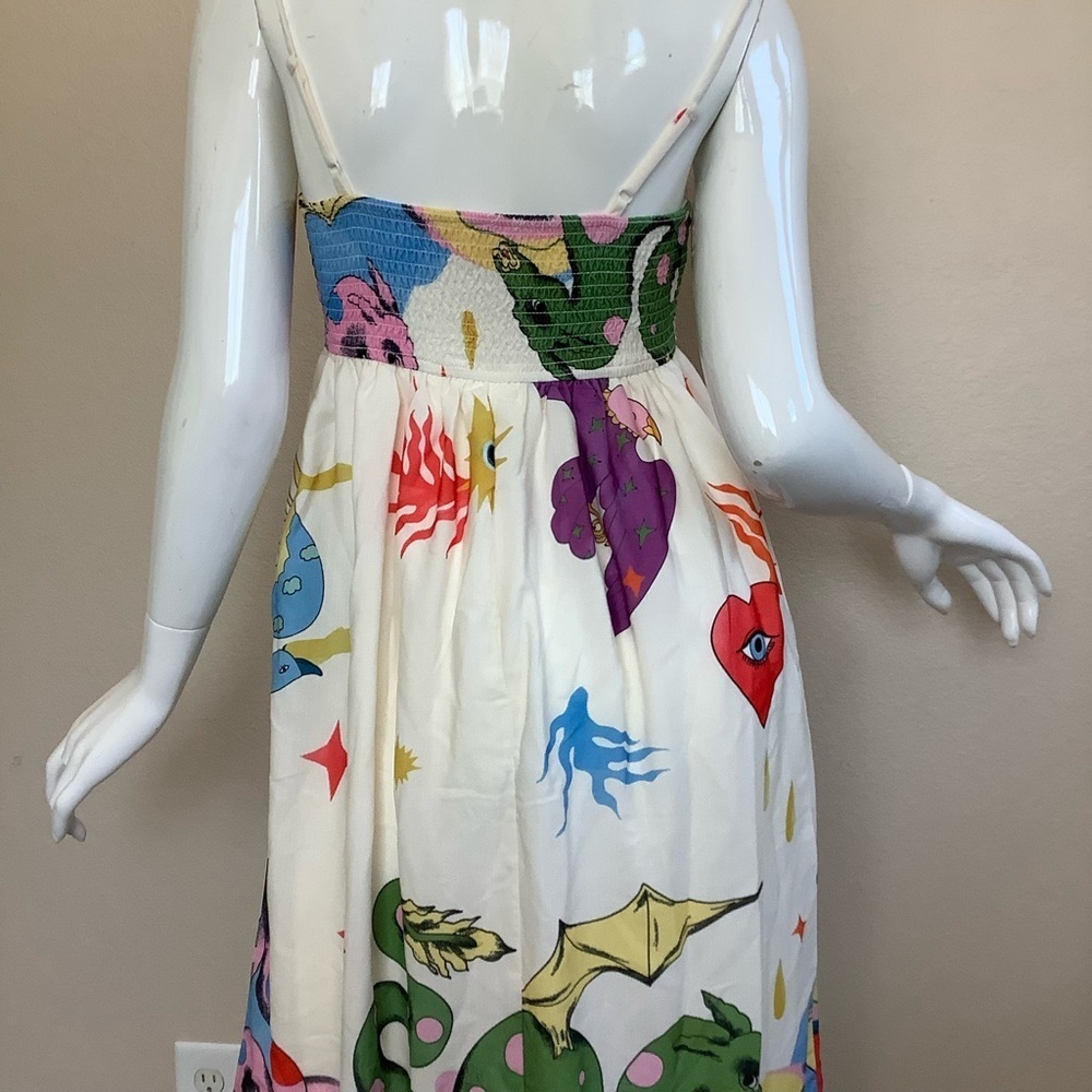 Akilina Printed Sleeveless Colorful Abstract Print Dress - Picture 9 of 13